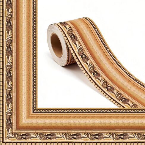 65.6FT Gold Bulletin Board Border Trim Roll, 3 Inch Wide Decorative Edge for Classroom Walls, Picture Frames, Posters, Doors, Windows & Office Decor, Classic Metallic Frame Molding Design-Ornate in Saudi Arabia