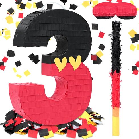 Number 1 Piñata Black Red Piñata First Birthday Party Supplies for Celebration for Boys Girls Fun Yellow Heart Black and Red Themed Party Decor 14.9 X 11 X 2.8 Inches in Saudi Arabia