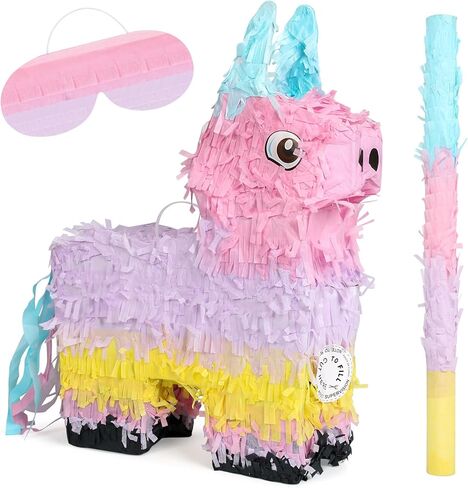 Piñata Set for Kids Party - Full Party Game Kit with Hitting Stick, Blindfold & Confetti Filler, Perfect for Birthday Party Decorations for Boys and Girls - Pop Pop Pinata, Macaron colors... in Saudi Arabia