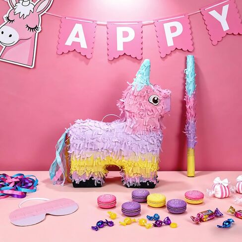 Piñata Set for Kids Party - Full Party Game Kit with Hitting Stick, Blindfold & Confetti Filler, Perfect for Birthday Party Decorations for Boys and Girls - Pop Pop Pinata, Macaron colors... in Saudi Arabia