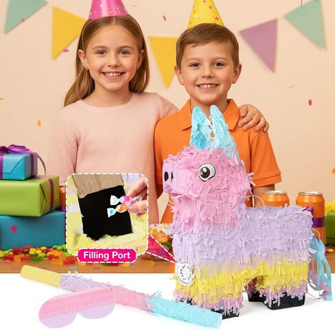 Piñata Set for Kids Party - Full Party Game Kit with Hitting Stick, Blindfold & Confetti Filler, Perfect for Birthday Party Decorations for Boys and Girls - Pop Pop Pinata, Macaron colors... in Saudi Arabia