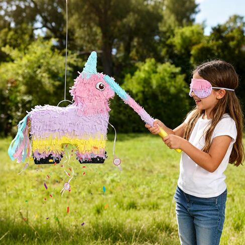 Piñata Set for Kids Party - Full Party Game Kit with Hitting Stick, Blindfold & Confetti Filler, Perfect for Birthday Party Decorations for Boys and Girls - Pop Pop Pinata, Macaron colors... in Saudi Arabia