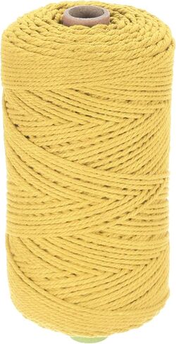 حبل مكرامية طبيعي من HARFINGTON مقاس 2 مم × 220 ياردة 3 جدائل من القطن الملتوي من أجل شماعة جدارية للنباتات DIY صائد الأحلام، بني متوسط in Kuwait