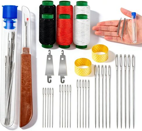 38Pcs Large Eye Needles Set,Hand Sewing Needles with Threader, Thread Ripper, Needle Threaders, Threads and Thimbles,Yarn Knitting Needles,Sewing Supplies Kit in Saudi Arabia