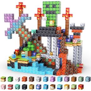 100 قطعة من المكعبات المغناطيسية من UGY - بناء عالم المغناطيس الخاص بالألغام، مكعبات بناء مغناطيسية للأطفال الذين تتراوح أعمارهم بين 4-6 و6-8 و8-12، ألعاب حسية تعليمية STEM للأولاد والبنات in Kuwait