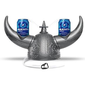 خوذة الشرب BLKSMITH، قبعة الشرب الفايكنج مع القش تحمل علبتين، قابلة للتعديل لتناسب رأس 16-24 بوصة، هدايا رائعة للأب in Kuwait