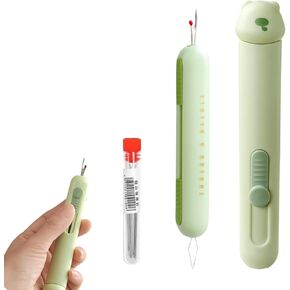 3-in-1 Automatic Needle Threader & Seam Ripper + 2-in-1 Needle Threader Seam Ripper + 18 Needles: Ideal for Hand Quilling & Embroidery Stitch Removal in Kuwait