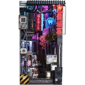 مجموعة Anavrin Book Nook Kit Kowloon Walled City 2049 DIY كتاب خشبي ثلاثي الأبعاد للبالغين والمراهقين ومحبي الكتب، رف الكتب إدراج ديكور المكتبة، هدية إبداعية للعائلة والأصدقاء وكبار السن in Kuwait