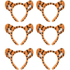 عصابات رأس النمر، إكسسوارات أزياء قطيفة مخططة باللونين البرتقالي والأسود، هدايا الحفلات، 6 عبوات in Kuwait
