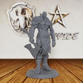 AUSPDICE Dungeons and Dragons Barbarian Axe Warrior Minis - DND Minis غير مصبوغ، تمثال لعبة RPG على الطاولة، هدية مثالية لألعاب تقمص الأدوار وعشاق المعرفة البربرية-AS407 in Kuwait