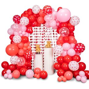 160pcs عيد الحب بالون القوس جارلاند عدة الأحمر والوردي قبلة القلب 3.2x6 أقدام خلفية الحب لعيد الأم الزفاف خطوبة عيد ميلاد زينة يوم الحزب in Kuwait