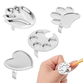 4 Pack Mini Nail Art Palette, Nails Rings Palette, Finger Rings Metal Manicure Palettes Tools, Nails Polish Mixing Plate, Gel Palettes Manicure for Nail Art Display in Kuwait