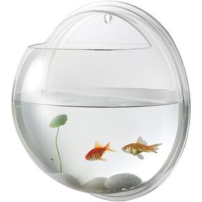 Alipis Transparent Creative Wall Mounted Fish Tank Acrylic Fish Bowl Hanging Aquarium for Home Decor 6.7 Inch Space Saving Wall Aquarium Suitable for Betta and Air Plants in Kuwait
