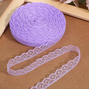 30 Yards Purple Lace Ribbon Roll 0.6 Inch Wide Flower Fabric Lace Trim Roll Sewing Crafts Trim Ribbon for Wedding Decoration, Bouquet, and Gift Packaging in Kuwait