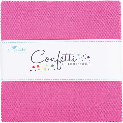 Confetti Cotton Solids Riley Hot Pink 42 5-inch Squares Charm Pack Riley Blake 5-120-RHOTPINK-42 in Saudi Arabia