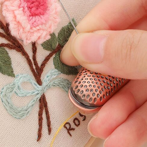 Sewing Thimble Finger Protector Thimble Needlework Non Slip Vintage Style Quilting Craft Accessories DIY Sewing Tools, Red Bronze in Saudi Arabia