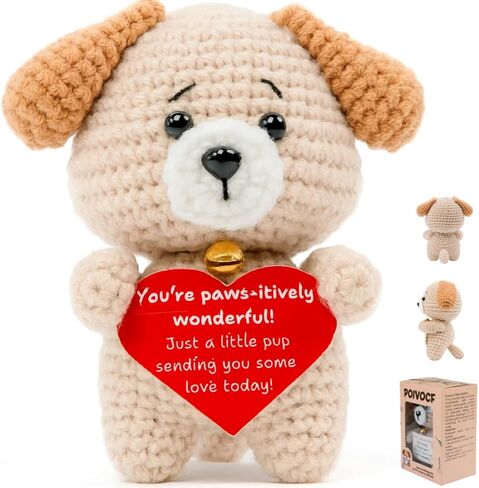 Valentines Day Gift for Her – Cute Crochet Puppy with Heart Plush – Romantic Gift for Girlfriend, Wife, Best Friend or Sister (Appreciation) in Saudi Arabia
