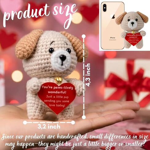 Valentines Day Gift for Her – Cute Crochet Puppy with Heart Plush – Romantic Gift for Girlfriend, Wife, Best Friend or Sister (Appreciation) in Saudi Arabia