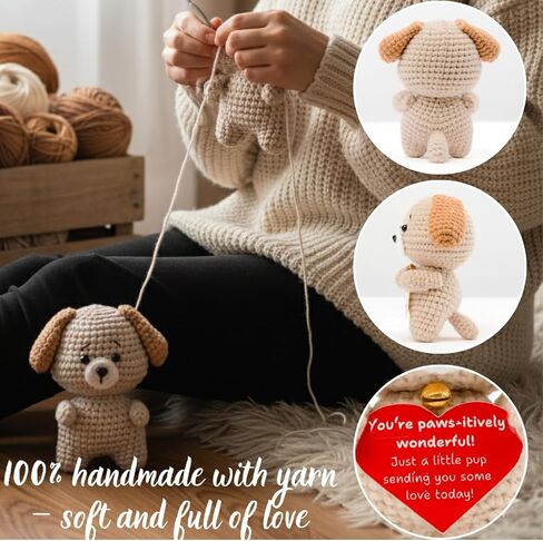 Valentines Day Gift for Her – Cute Crochet Puppy with Heart Plush – Romantic Gift for Girlfriend, Wife, Best Friend or Sister (Appreciation) in Saudi Arabia