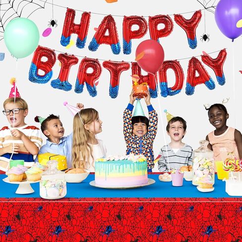 3 Pack Spider Birthday Party Tablecloth Decorations Disposable Plastic Spider Table Cloth Red Blue Hero Table Cover for Birthday Party Decorations Halloween Parties Supplies 54x108 Inch in Saudi Arabia