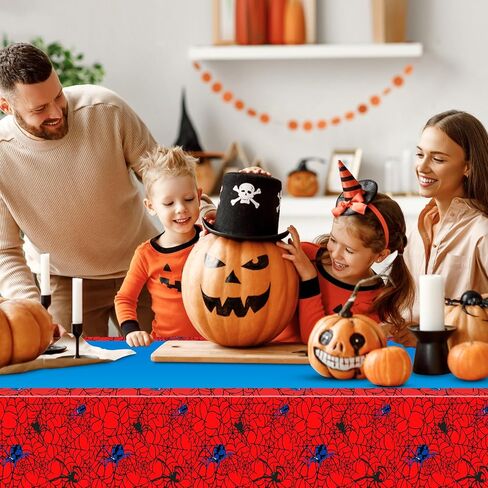 3 Pack Spider Birthday Party Tablecloth Decorations Disposable Plastic Spider Table Cloth Red Blue Hero Table Cover for Birthday Party Decorations Halloween Parties Supplies 54x108 Inch in Saudi Arabia