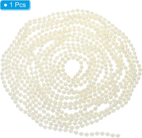 5mm Faux Pearl Beads Garland, 16.4 Ft Pearl String Chain Pearl Roll for Craft Wedding Party Home Decorative Jewelry Making Christmas Tree, Beige in Saudi Arabia