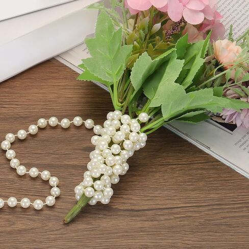5mm Faux Pearl Beads Garland, 16.4 Ft Pearl String Chain Pearl Roll for Craft Wedding Party Home Decorative Jewelry Making Christmas Tree, Beige in Saudi Arabia