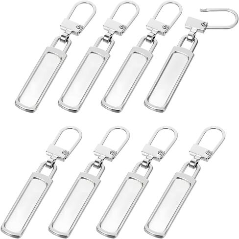 8PCS Metal Zipper Pull Replacement for Small Holes, Detachable Zipper Pull Tabs for Luggage, Clothing, Jackets, Backpacks, Boots, Purse, Coat (Silver) in Kuwait