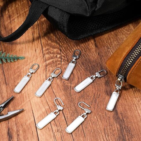 8PCS Metal Zipper Pull Replacement for Small Holes, Detachable Zipper Pull Tabs for Luggage, Clothing, Jackets, Backpacks, Boots, Purse, Coat (Silver) in Kuwait