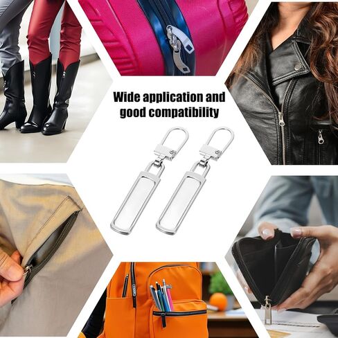 8PCS Metal Zipper Pull Replacement for Small Holes, Detachable Zipper Pull Tabs for Luggage, Clothing, Jackets, Backpacks, Boots, Purse, Coat (Silver) in Kuwait