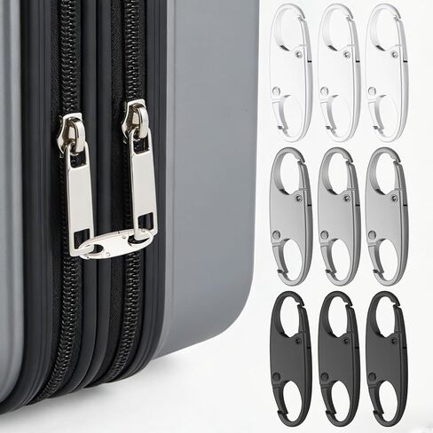 9PCS Anti Theft Zipper Clips, Double Opening Small Carabiner Clips, Elegant Zinc Alloy Zipper Pull Replacement for Travel, Commuting and Camping in Saudi Arabia