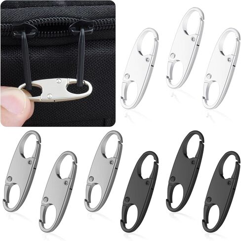9PCS Anti Theft Zipper Clips, Double Opening Small Carabiner Clips, Elegant Zinc Alloy Zipper Pull Replacement for Travel, Commuting and Camping in Saudi Arabia