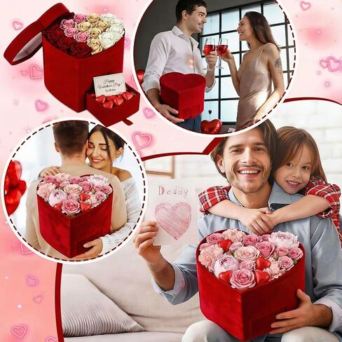 صندوق قلب مخملي لعيد الحب من Tinlade للزهور والهدايا صندوق هدايا أحمر على شكل قلب لعيد الحب مع غطاء للورود وهدايا الزهور واقتراح الذكرى السنوية وحفلات الزفاف وعيد ميلاد الأم in Kuwait