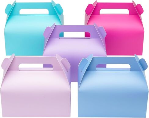 UnicoPak 10 عبوات من علب الحقائب المفضلة للحفلات الباستيل، صناديق هدايا الجملون مع مقابض للحلوى والكوكيز الجيدة، مثالية لحفلات أعياد الميلاد، والمناسبات الصفية، وعيد الحب، 6.5 × 3.5 × 3.5 بوصة in Kuwait