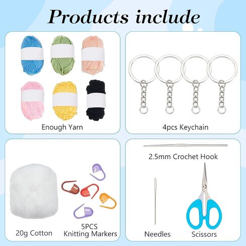 WEBEEDY 4 مجموعات DIY الكروشيه السلاحف المفاتيح مبتدئين مجموعة الكروشيه للبالغين مع فيديو خطوة بخطوة اليدوية السلاحف المفاتيح قلادة الحياكة عدة للذكرى السنوية عيد الحب عيد ميلاد هدايا الزفاف in Kuwait