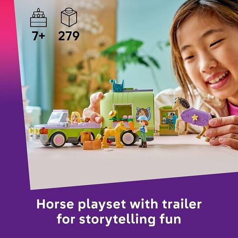 LEGO Friends Horse & Baby Foal Trailer Building Toy for Girls & Boys - Pretend Play Set for Kids, Ages 7+ - W/Autumn & Matilde Minidolls, Toy Animals, & Accessories - Gift Idea for Birthdays - 42695 in Saudi Arabia