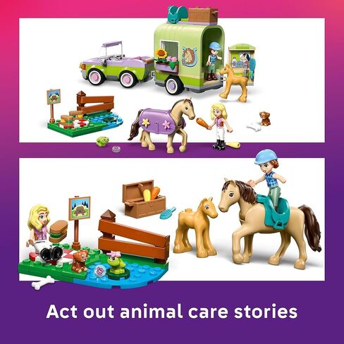 LEGO Friends Horse & Baby Foal Trailer Building Toy for Girls & Boys - Pretend Play Set for Kids, Ages 7+ - W/Autumn & Matilde Minidolls, Toy Animals, & Accessories - Gift Idea for Birthdays - 42695 in Saudi Arabia