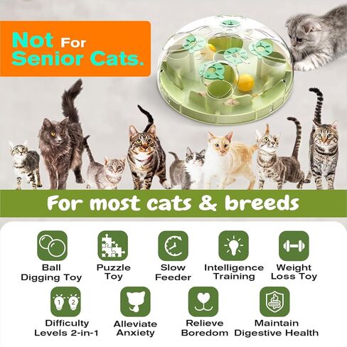 طريقتان للعب من KADTC - لعبة ألغاز كبيرة الحجم لعلاج القطط من العلامة التجارية الأمريكية والتصميم، كرات البحث عن الطعام للقطط الداخلية، ألغاز تغذية القطط الصغيرة، تحفيز الإثراء البطيء، ألعاب تفاعلية لإثارة الدماغ in Kuwait