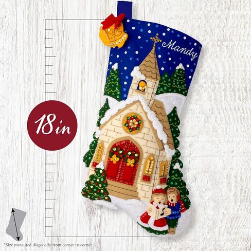 Bucilla Felt Applique 18" Stocking Making Kit, Yuletide Chapel, Perfect for DIY Arts and Crafts in Saudi Arabia