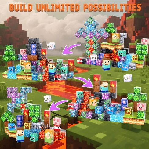 100 قطعة من المكعبات المغناطيسية من UGY - بناء عالم المغناطيس الخاص بالألغام، مكعبات بناء مغناطيسية للأطفال الذين تتراوح أعمارهم بين 4-6 و6-8 و8-12، ألعاب حسية تعليمية STEM للأولاد والبنات in Kuwait