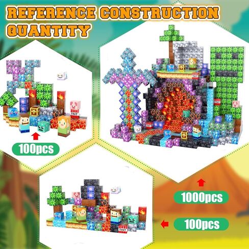 100 قطعة من المكعبات المغناطيسية من UGY - بناء عالم المغناطيس الخاص بالألغام، مكعبات بناء مغناطيسية للأطفال الذين تتراوح أعمارهم بين 4-6 و6-8 و8-12، ألعاب حسية تعليمية STEM للأولاد والبنات in Kuwait