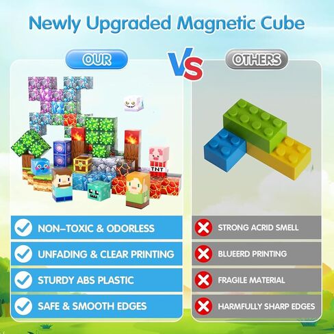 100 قطعة من المكعبات المغناطيسية من UGY - بناء عالم المغناطيس الخاص بالألغام، مكعبات بناء مغناطيسية للأطفال الذين تتراوح أعمارهم بين 4-6 و6-8 و8-12، ألعاب حسية تعليمية STEM للأولاد والبنات in Kuwait