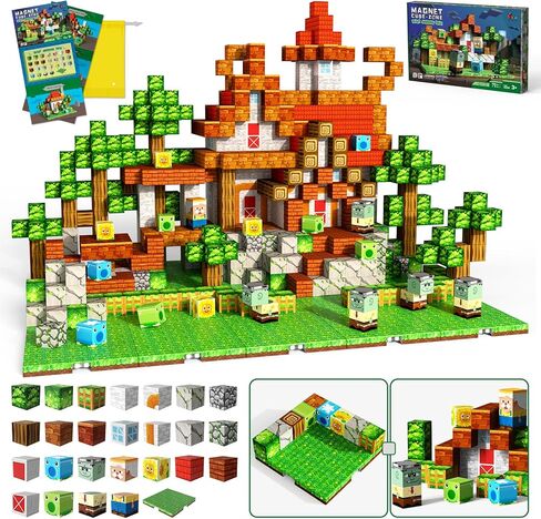 150 PCS Magnetic Blocks-Magnetic Building Blocks Cubes with 4 Expandable Magnet Baseplates, Build Creative Anime World with Magnet Cubes, STEM Toys & Ideal Xmas Birthday Gift for Kids Ages 3-12 in Kuwait