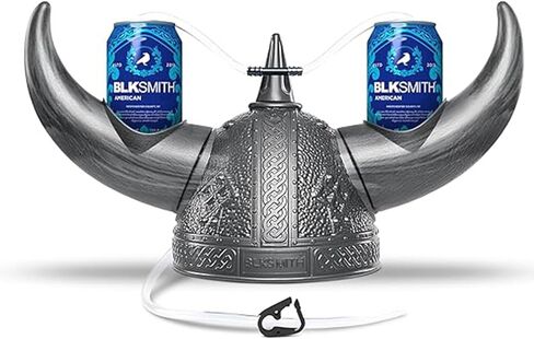 خوذة الشرب BLKSMITH، قبعة الشرب الفايكنج مع القش تحمل علبتين، قابلة للتعديل لتناسب رأس 16-24 بوصة، هدايا رائعة للأب in Kuwait