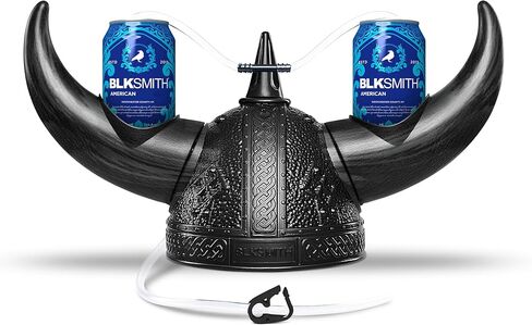 BLKSMITH Drinking Helmet, Viking Drinking Hat with Straws Holds 2 Cans, Adjustable to Fit 16-24" Head, Cool Gifts for Dad in Saudi Arabia