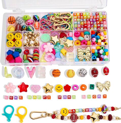 RepaTime Beaded Bag Charm Kit丨Keychain Making Kit丨DIY Jewelry Making Kit丨Acrylic Bag Charm Beads 丨Key Chain Supplies Crafts Accessoriess丨Girls Christmas Gifts,Party,Family Activity for All Ages in Saudi Arabia