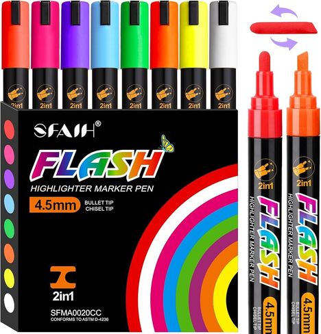 SFAIH 24 Vibrant Chalk Markers for Blackboard [1s Wet Wipe] - No Residue, 6mm Chalk Markers for Chalkboard Calendar, Glass, Window, Menus, Labels, Signs, Car, Non-Toxic, Ideal for Bistro Home in Saudi Arabia
