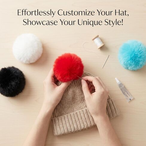 Faux Fur Pom Poms for Hats 12 PCS Set – RAINFLOW Fluffy Pom Poms 2.8 Inch with Elastic Loop, Faux Fur Pom Pom Balls for Beanie Pom Poms Crochet, Pom Poms for Crafts DIY Hats, Beanies, Scarves, Bags in Saudi Arabia
