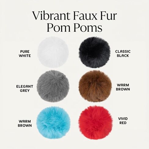 Faux Fur Pom Poms for Hats 12 PCS Set – RAINFLOW Fluffy Pom Poms 2.8 Inch with Elastic Loop, Faux Fur Pom Pom Balls for Beanie Pom Poms Crochet, Pom Poms for Crafts DIY Hats, Beanies, Scarves, Bags in Saudi Arabia