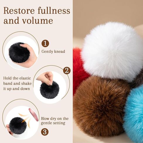 Faux Fur Pom Poms for Hats 12 PCS Set – RAINFLOW Fluffy Pom Poms 2.8 Inch with Elastic Loop, Faux Fur Pom Pom Balls for Beanie Pom Poms Crochet, Pom Poms for Crafts DIY Hats, Beanies, Scarves, Bags in Saudi Arabia